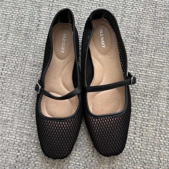Old Navy NEW Black Mesh Mary Jane Ballet Flat Size 8 - Picture 2 of 6